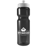 Black and white sport bottle with push pull spout