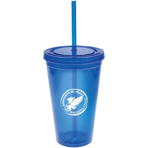 Travel cup with straw