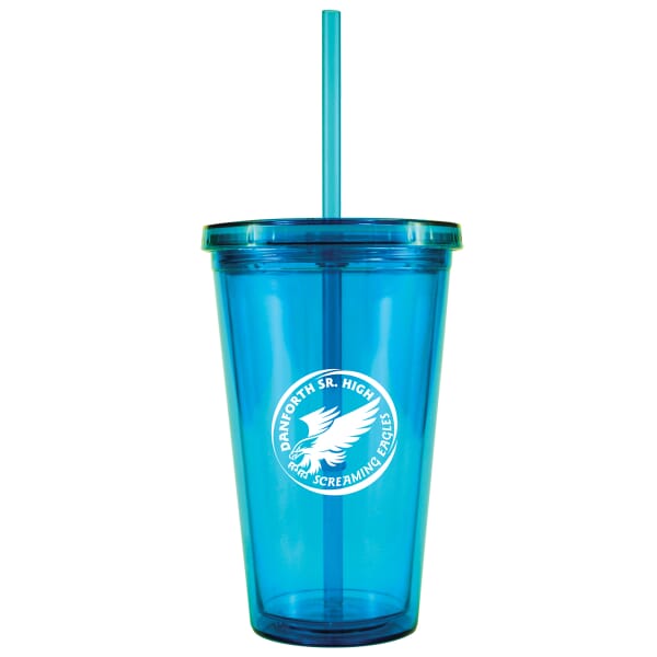 16 Oz Thirst Buster Travel Cups with Lids and Straws