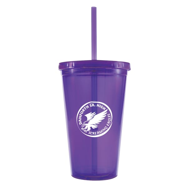 16 oz purple journey travel cup with lid and straw [3340049