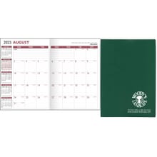 Green academic planner with white logo