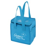 Bright blue insulated lunch tote