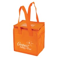 Orange Lunchbag with logo made of polypropylene material