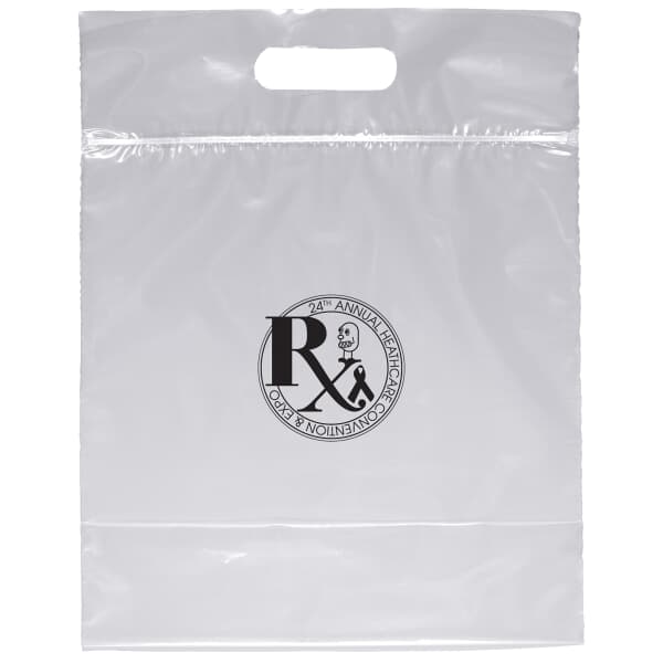 12" x 12" x 6" Clear Plastic Bag - Die Cut Zip Close Handle