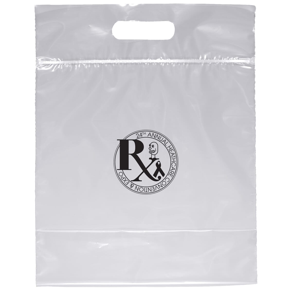 12" x 12" x 6" Clear Plastic Bag - Die Cut Zip Close Handle