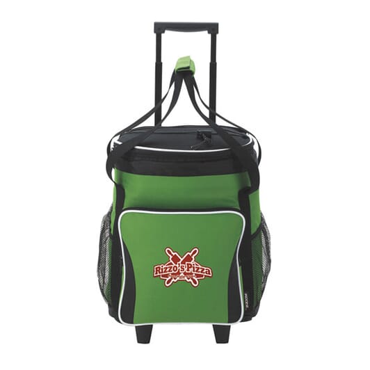 custom koozie rolling cooler with retractable handle