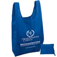 blue shopping bag with travel pouch