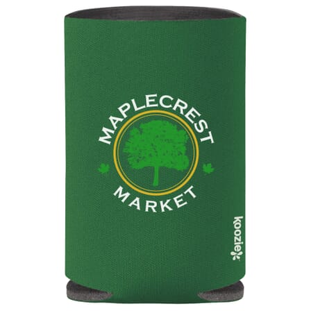 kelly green can cooler with full color logo