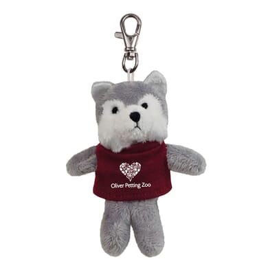 Stuffed wolf keychain with logo t-shirt