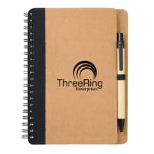Black and natural eco-friendly notebook with pen