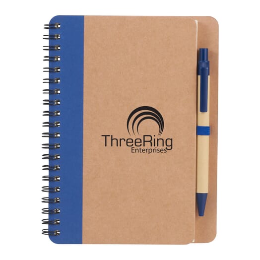 Blue eco-friendly notebook and pen set