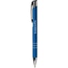 blue metal pen with logo