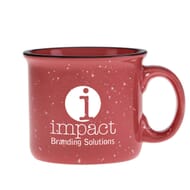 Coral ceramic camp mug with white logo