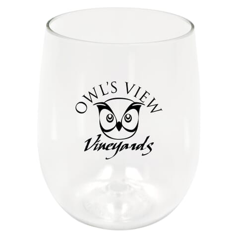 Plastic stemless wine glass