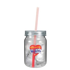 24 oz Mason Jar with Chameleon Color Changing Straw - Full Color