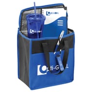 Blue school essentials set with logos
