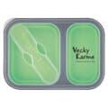 Collapsible 2-Section Food Container With Dual Utensil
