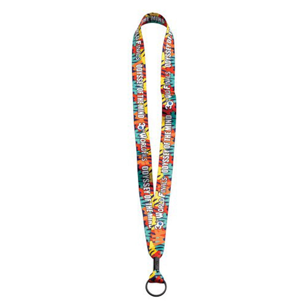 3/4" Full Color Polyester Lanyard W/Metal Crimp And Metal Split-Ring