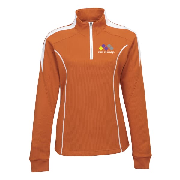 Ladies Polyester Mesh Knit 1/4 Zip Pullover