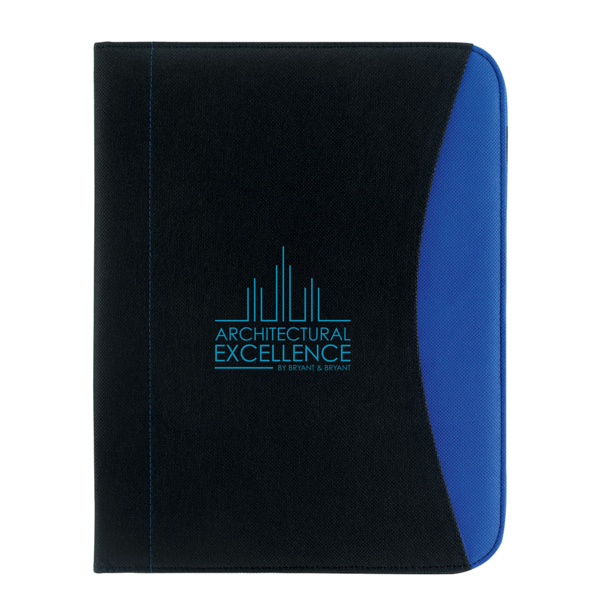 Black, white and green padfolio with green logo