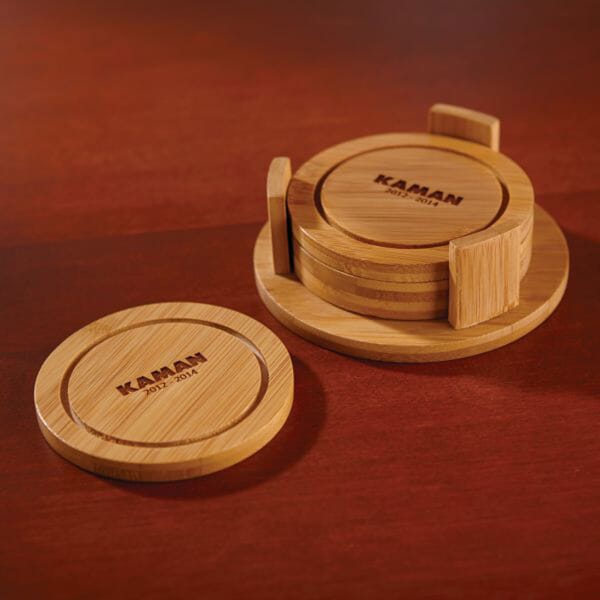 Circular Bamboo Coaster Set
