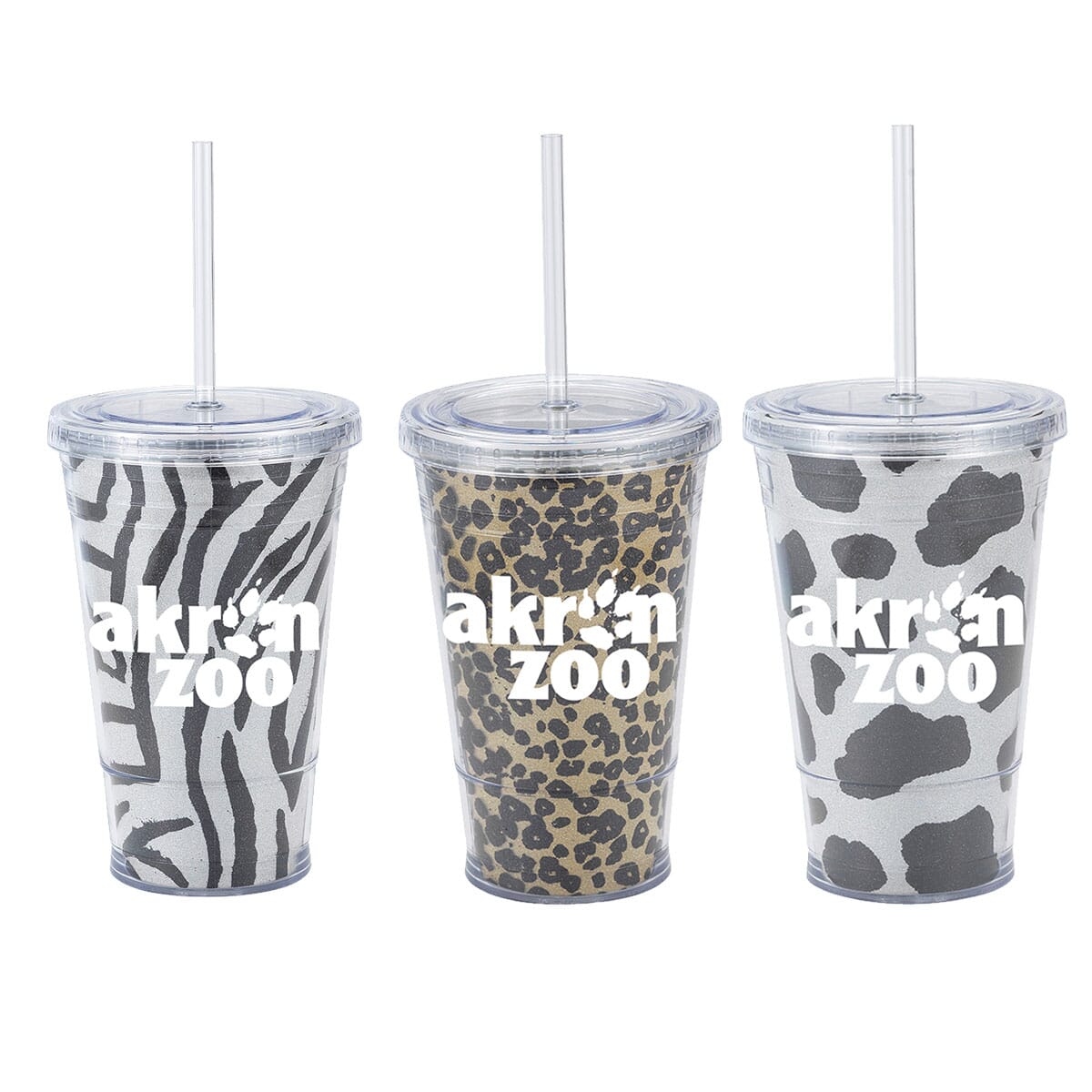 16 oz Wild Glitter Print Tumbler