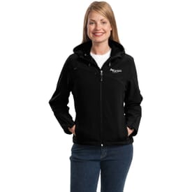 Port Authority&#174; Textured Hooded Soft Shell Jacket- Ladies'