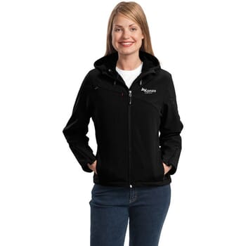 Port Authority® Textured Hooded Soft Shell Jacket- Ladies'