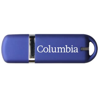 metallic blue usb drive with silver accents