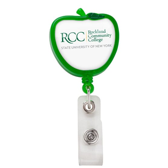 Dome Style Apple Shaped Badge Reel - Promotional
