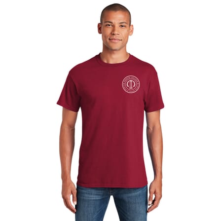 cardinal red t-shirt with university logo