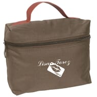 Brown accessory bag with leatherette handle