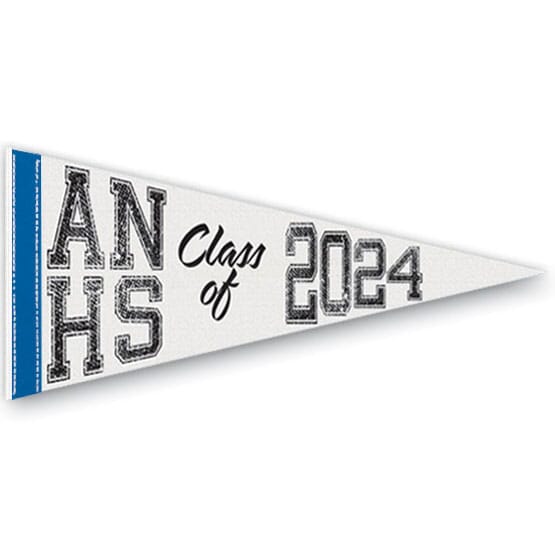 1" White Pennant 12" x 30" Sewn Strip