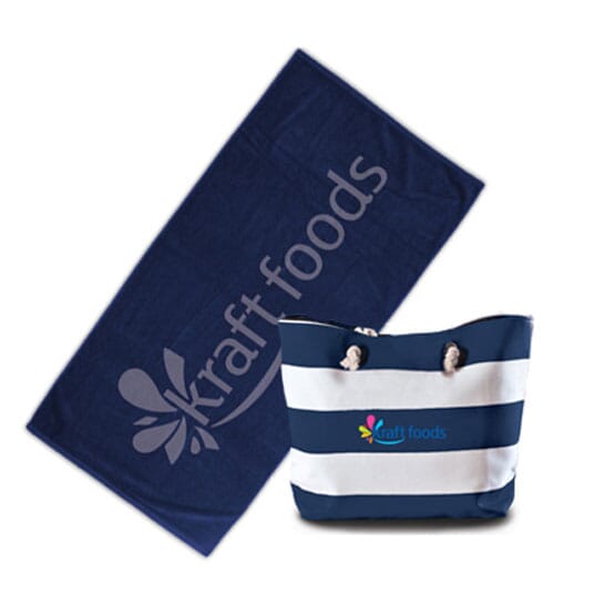 Striped Beach Bag And Towel