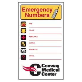 3 1/2&quot; X 6&quot; Emergency Numbers Mega-Mags&#8482; Magnet