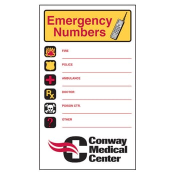 3 1/2&quot; X 6&quot; Emergency Numbers Mega-Mags™ Magnet