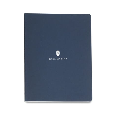 Grey Moleskine carry-all with beige lining and purple logo