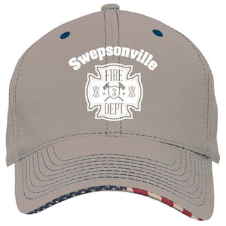 khaki baseball cap with usa flag detail and logo