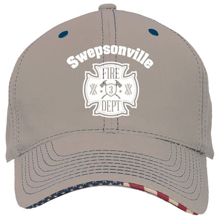 khaki baseball cap with usa flag detail and logo