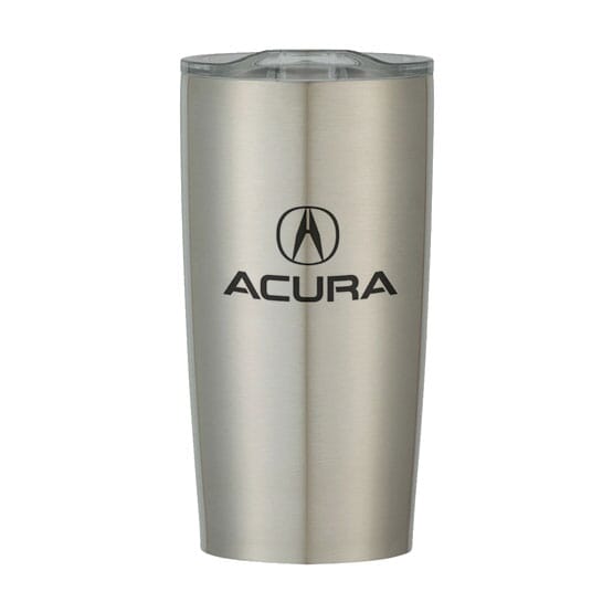 white textured tumbler with logo