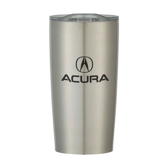 Silver insulated tumbler with logo