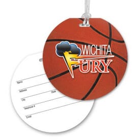 Round Luggage Tag With Clear Strap - Basketball