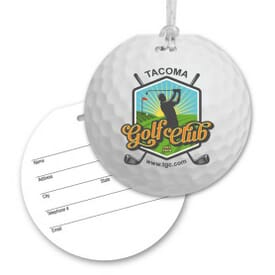 Round Luggage Tag With Clear Strap - Golf Ball