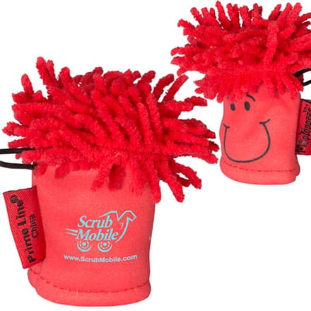 Red microfiber cleaning cloth with smiley face