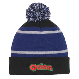 Three-Tone Pom Pom Beanie