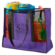 Purple beach bag with mesh