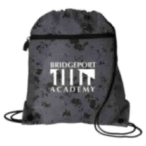 Distressed Zip-Front Drawstring Backpack