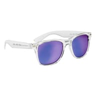 Sunglasses with clear frame and blue lenses