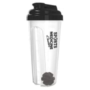 Translucent shaker bottle with black lid