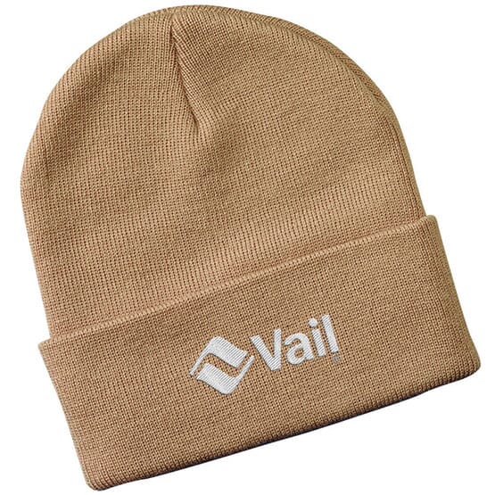 knitted beanie hat with logo